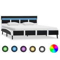 Sengestel med LED 160 x200 cm kunstlæder sort