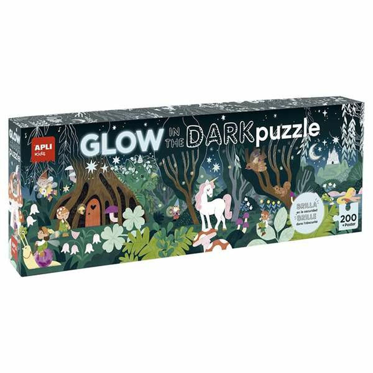 Apli Puslespil Glow in the Dark - 200 dele, multifarvet