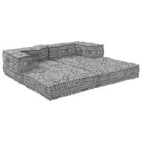 2-personers modulær pouf sofa, konvertibel, lysegrå stof