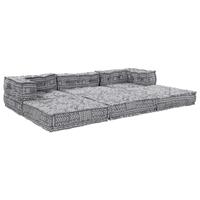 3-personers modulær pouf sofa konvertibel lysegrå stof