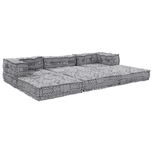 3-personers modulær pouf sofa konvertibel lysegrå stof