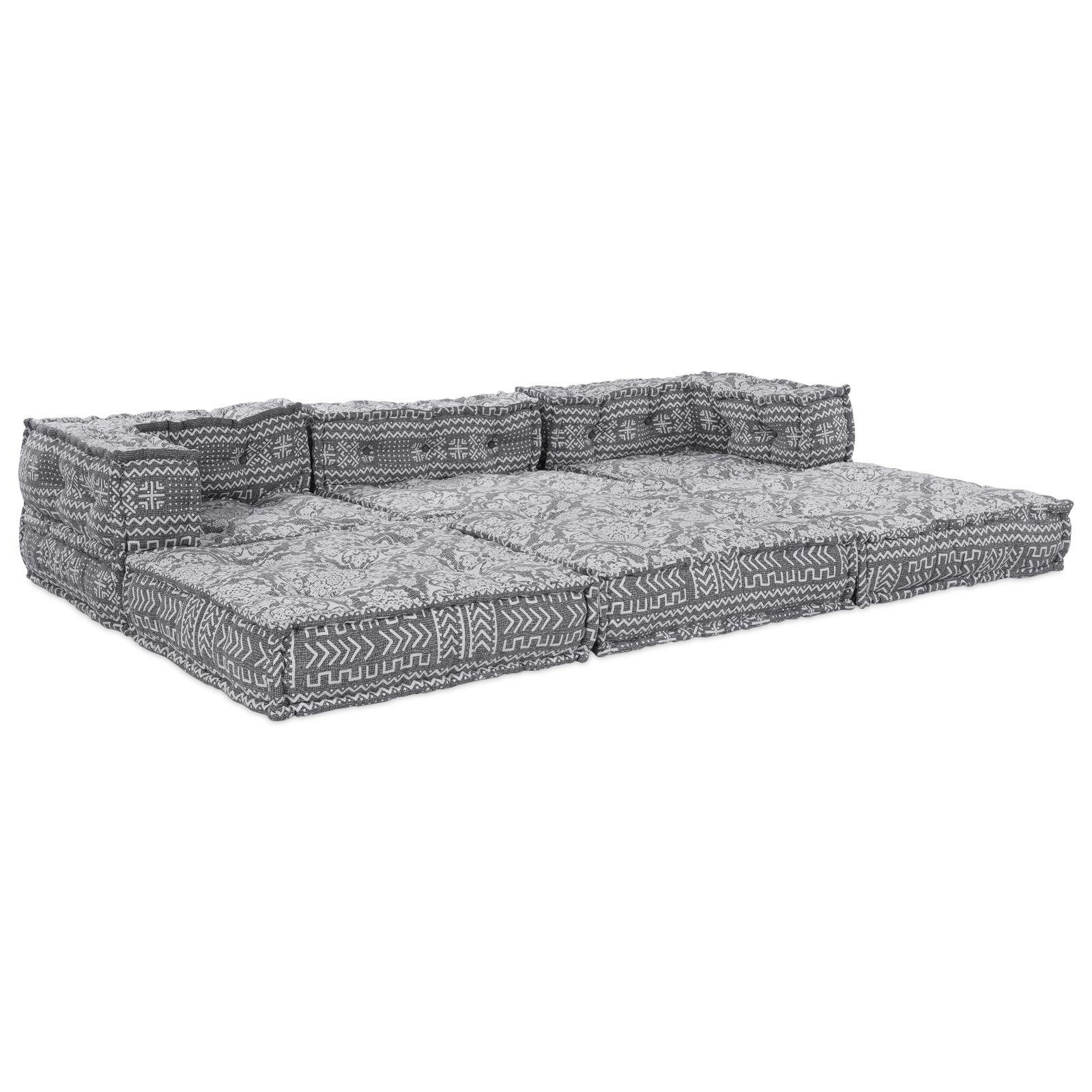 3-personers modulær pouf sofa konvertibel lysegrå stof