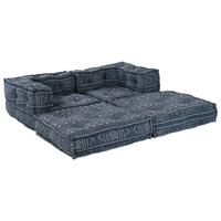 2-personers modul sofa pouf i konvertibelt indigo stof