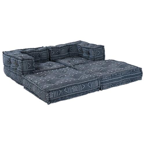 2-personers modul sofa pouf i konvertibelt indigo stof