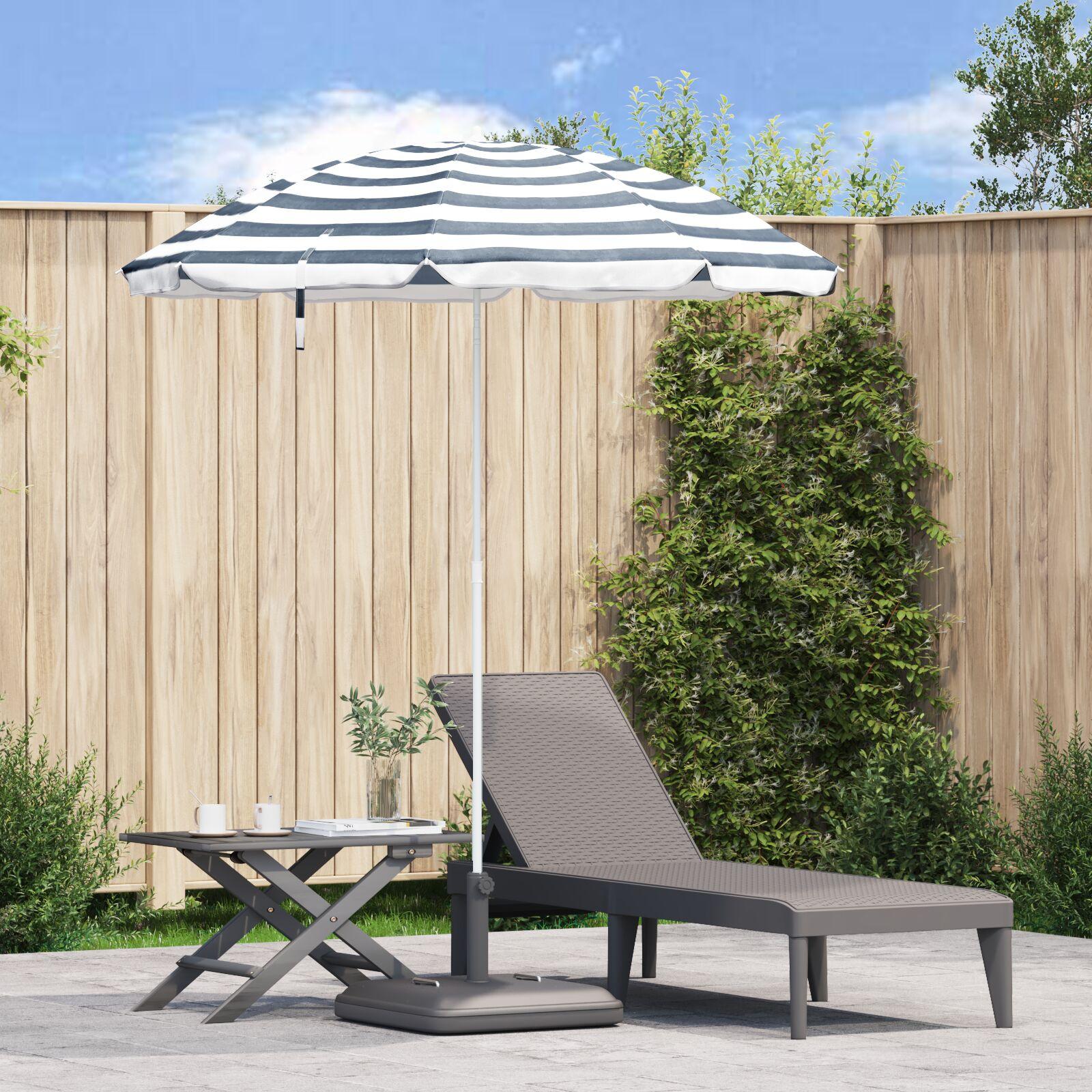 Strandparasol med metalstang Blå & Hvid 161x193 cm Polyester