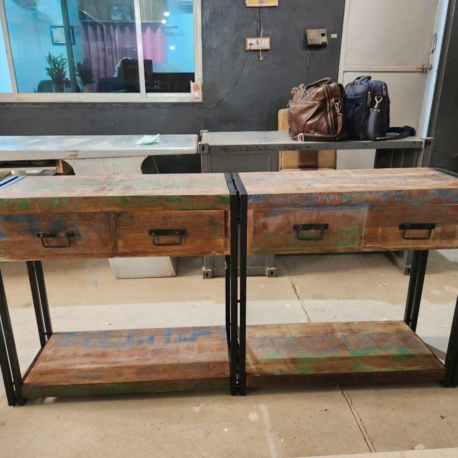 Konsolbord med Skuffer 160x33x75 cm Solid Genbrugs Træ