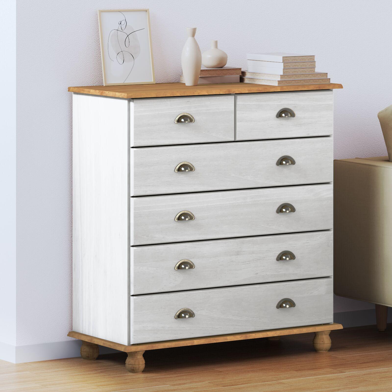 Skuffeskab ASKIM Hvid 91 x 40 x 95,5 cm Massivt fyrretræ billede