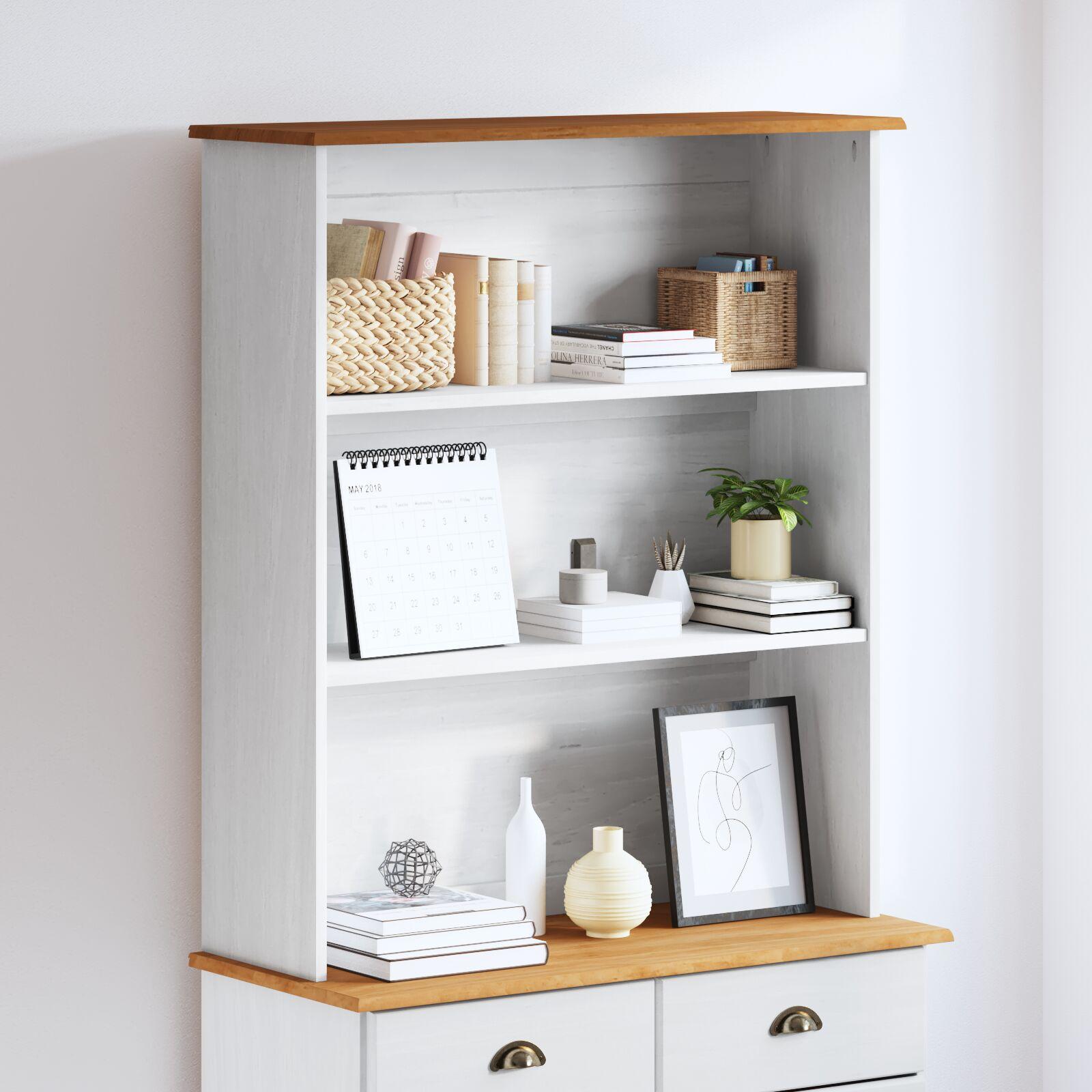 Hutch "ASKIM" Hvid 91x30x104 cm Massivt Træ Fyr