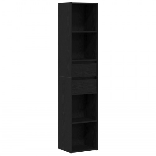 Bogskab Modulært Sort Eg 36x30x171 cm Konstrueret træ