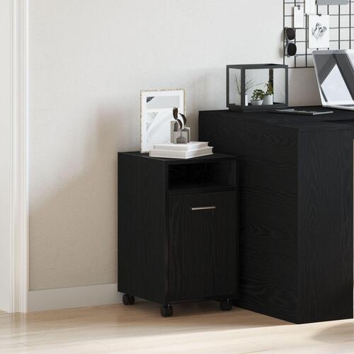 Sidebord med Hjul Sort Eg 33x38x60 cm lavet af Træ