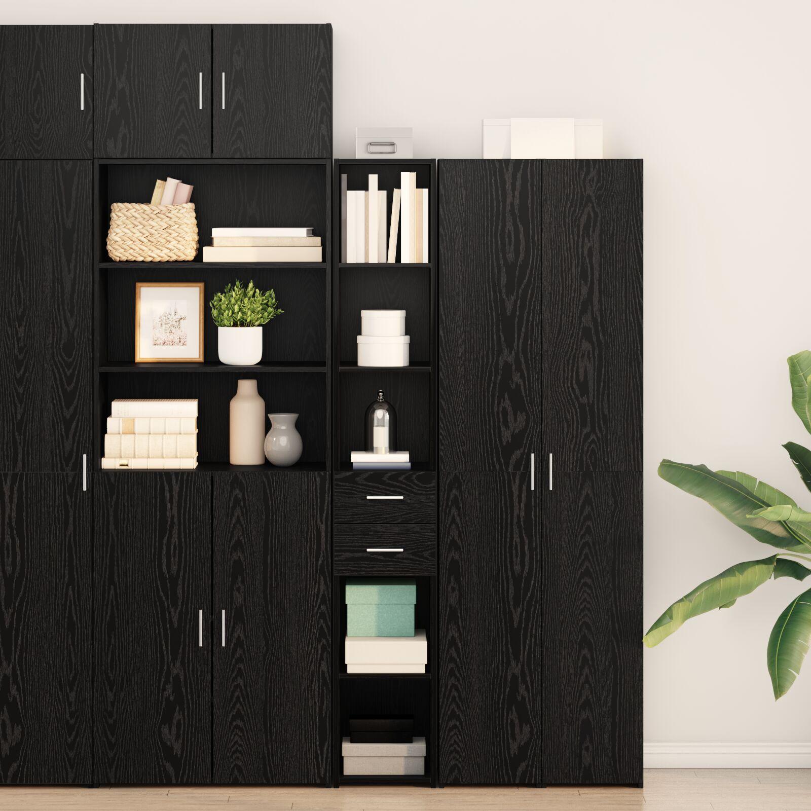 Highboard Håndlavet egetræ Ingeniørtræ 30 x 42,5 x 225 cm billede