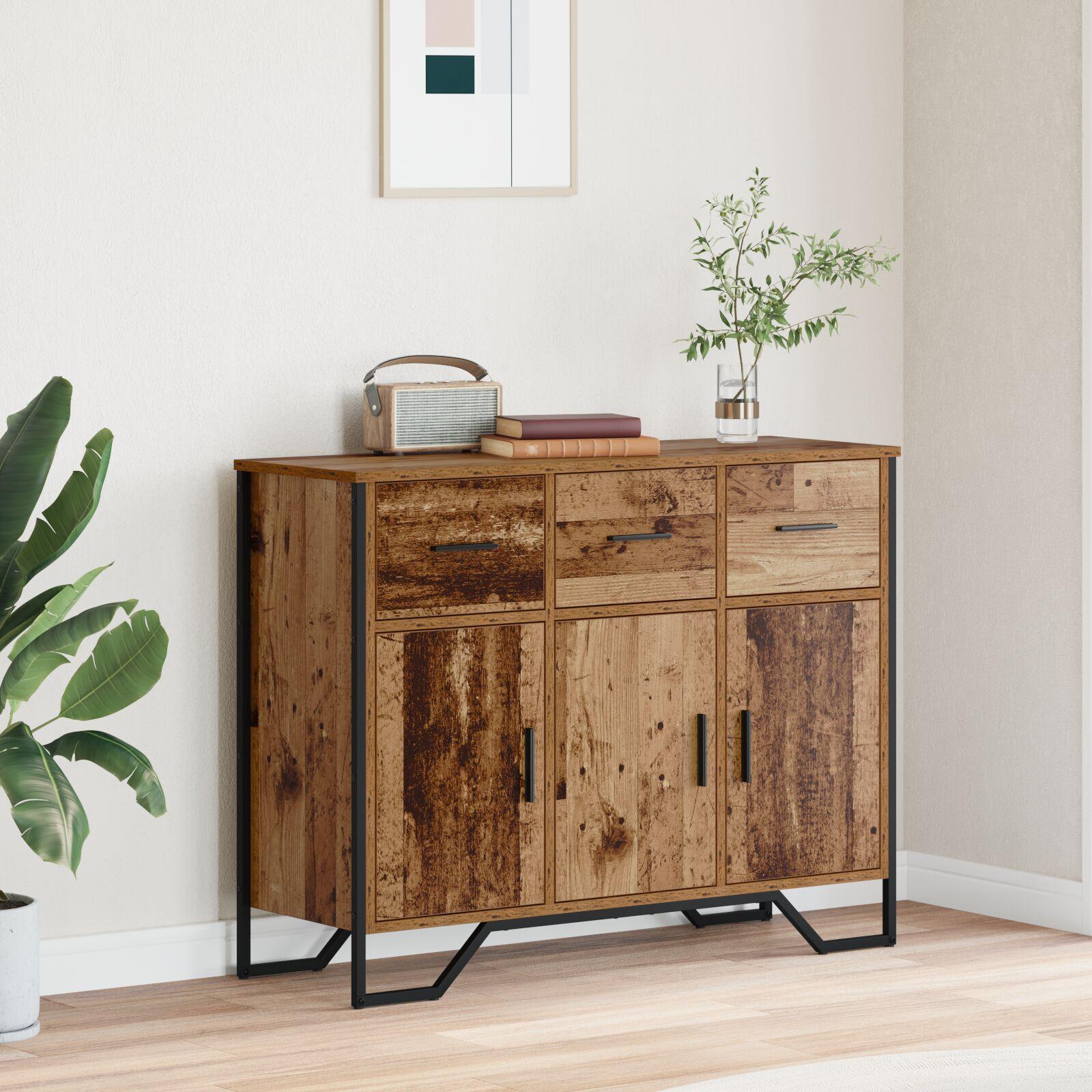 Sideboard Gammelt Træ Eg 97x32,5x74,5 cm Konstrueret Træ
