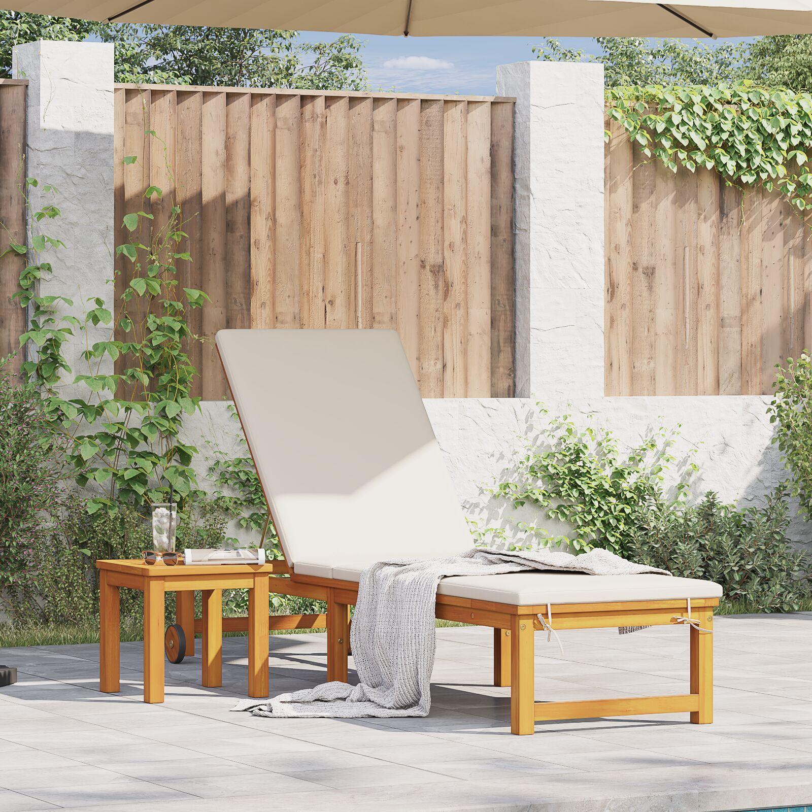 Solstol 1-person Brun 53 x 202 x 89cm Massivt akacietræ billede
