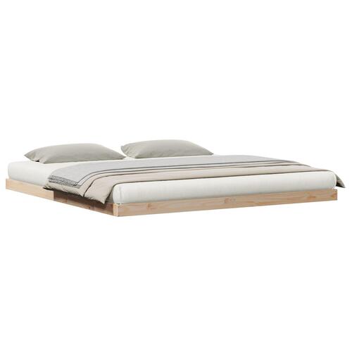 Gulv Seng Med Ramme Hvid 200x210 cm Massivt Fyrretræ