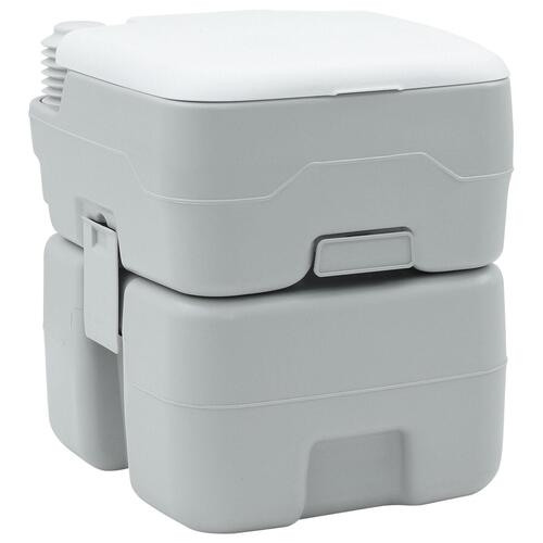 Bærbart toilet i grå og hvid plast, 20 L