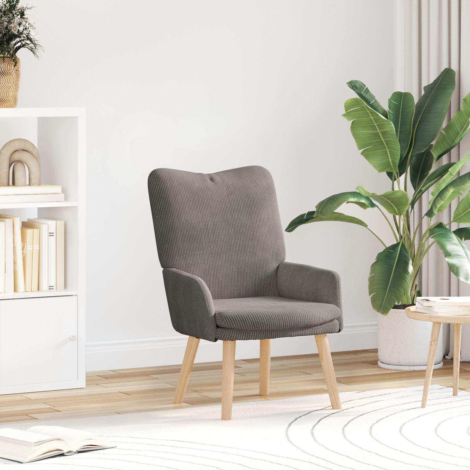 Afslappende Stol Lys Grå Corduroy Stof