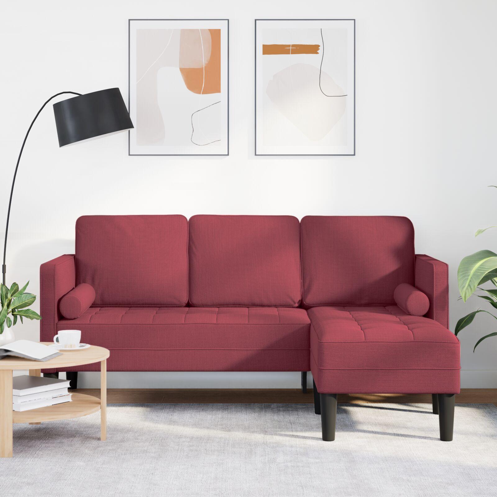 3-personers Chaiselong sofa vinrød 160 cm stof