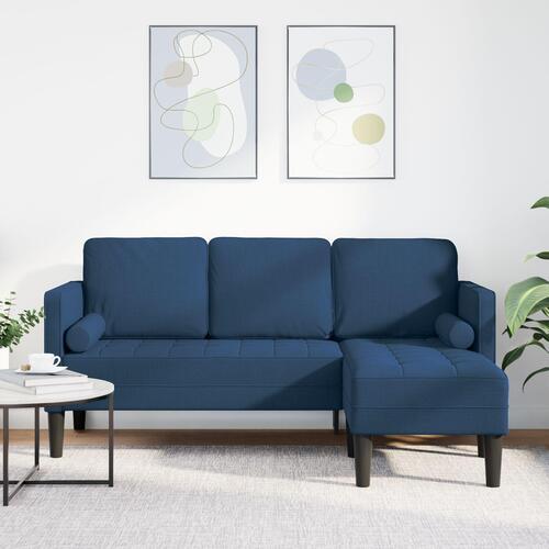 3-personers L-formet soffa Blå 160 cm Stof