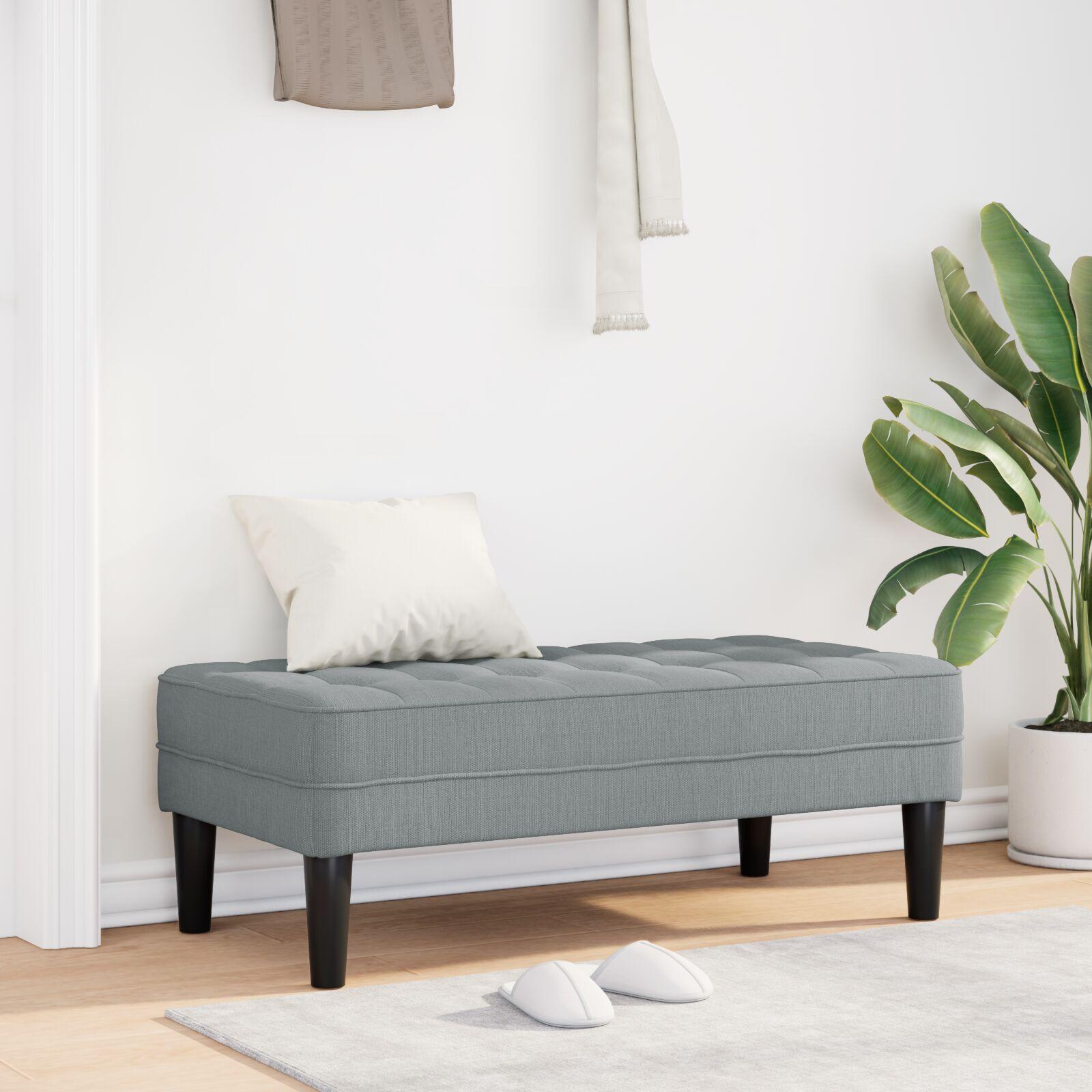 bænk med pude Lysegrå 113 x 57 x 39 cm Stof