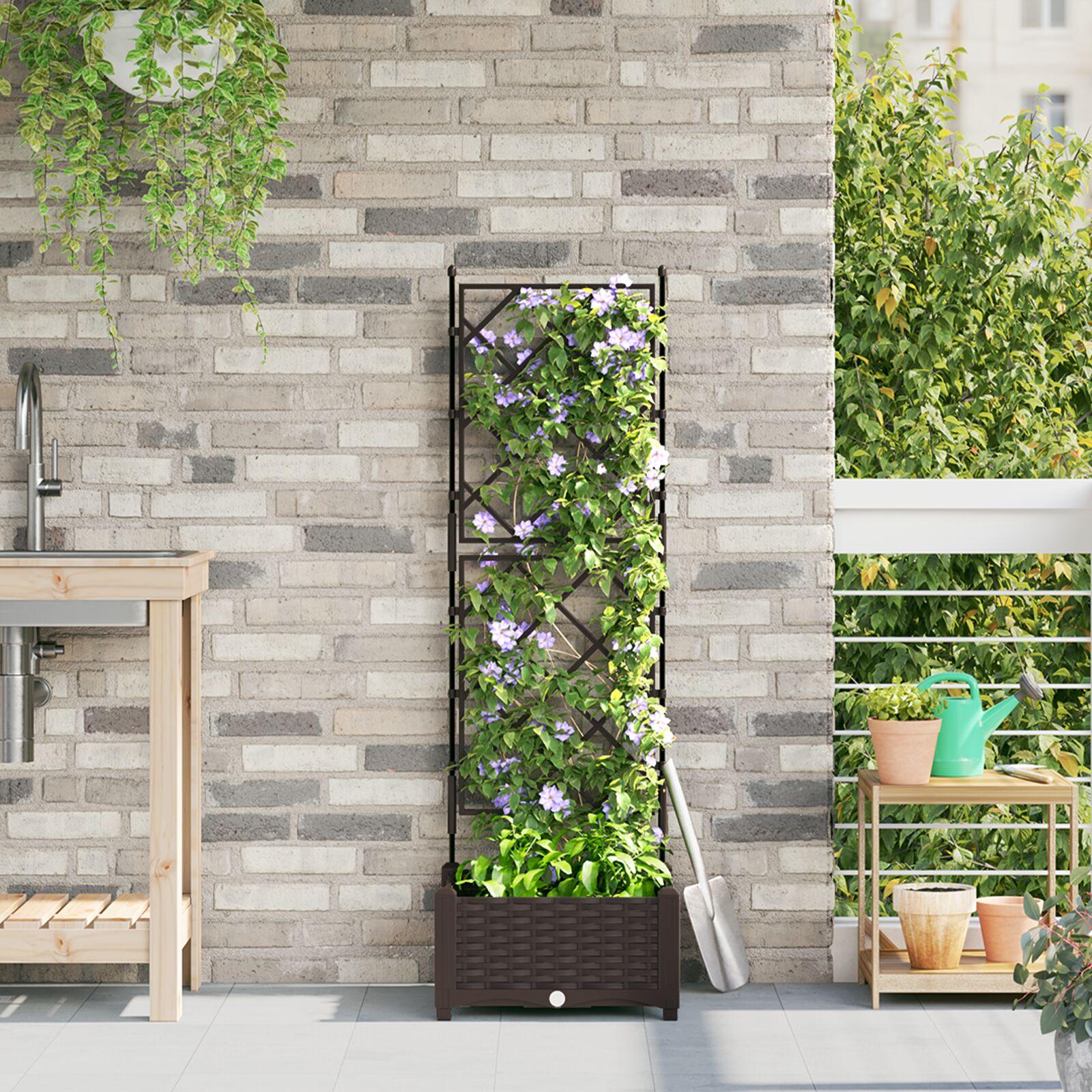 Haveplantekasse med espalier Brun 40x40x125,5 cm