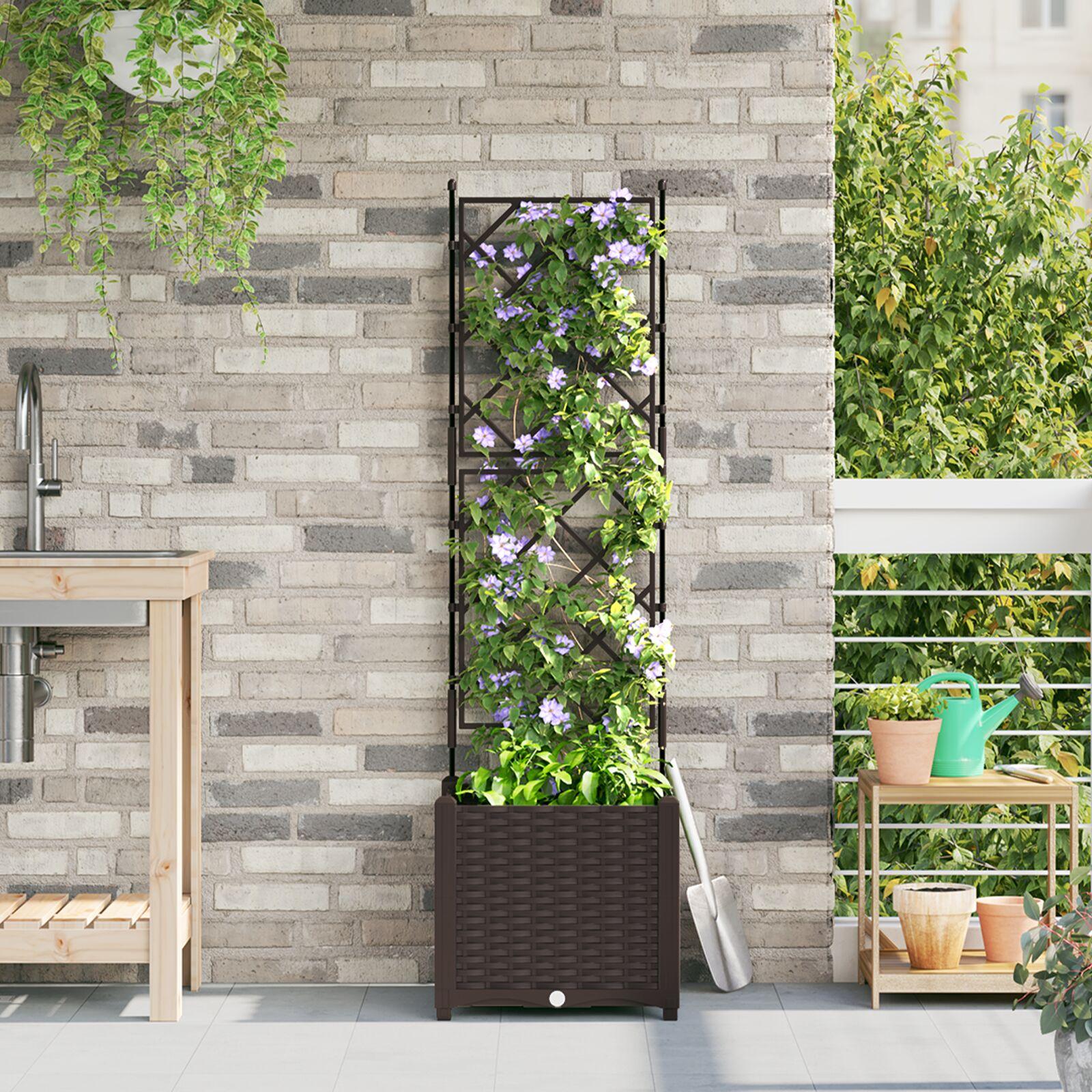 Plantekasse med Trellis Brun 40x40x143 cm