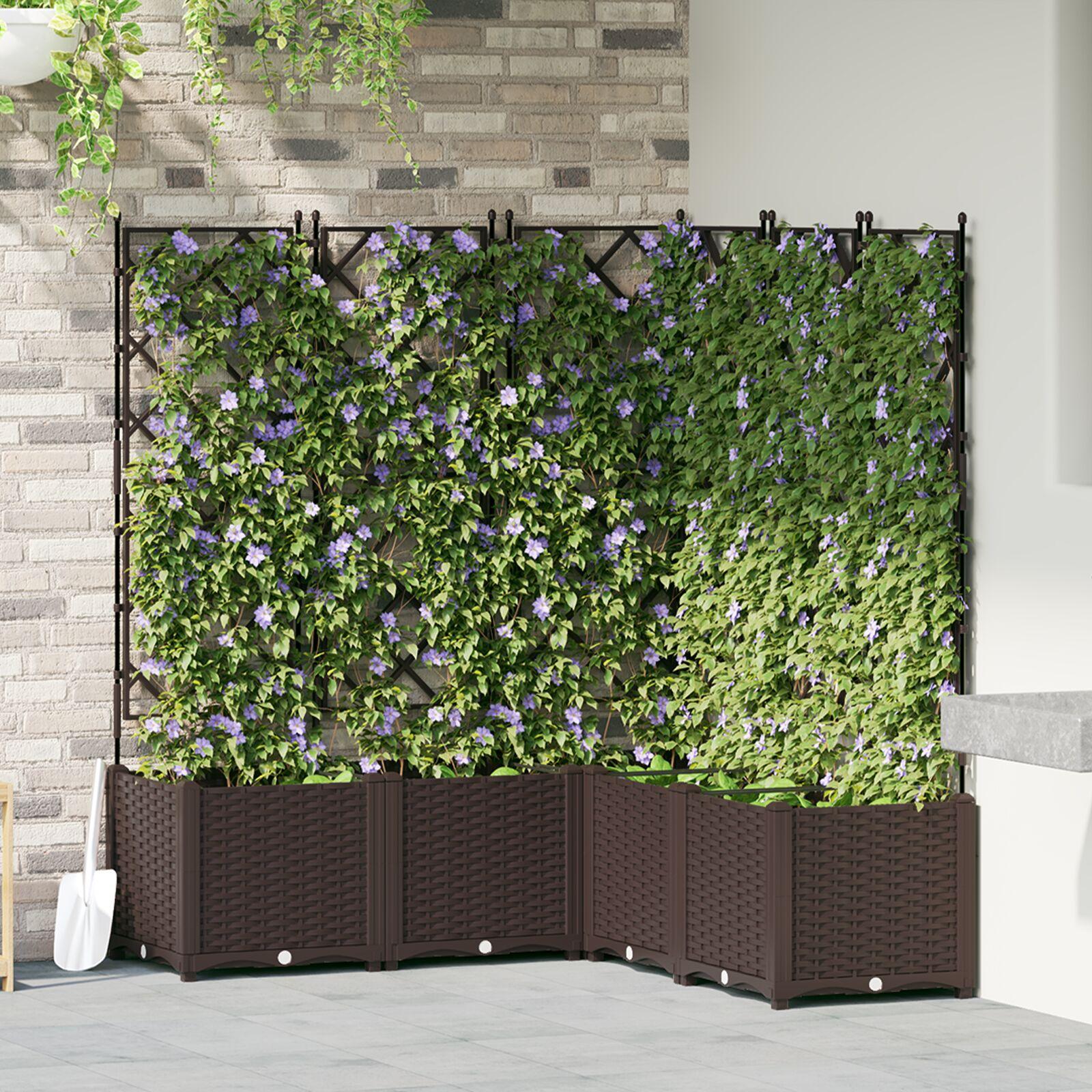 Haveplantekasse med espalier 5 stk Brun 120x120x143 cm