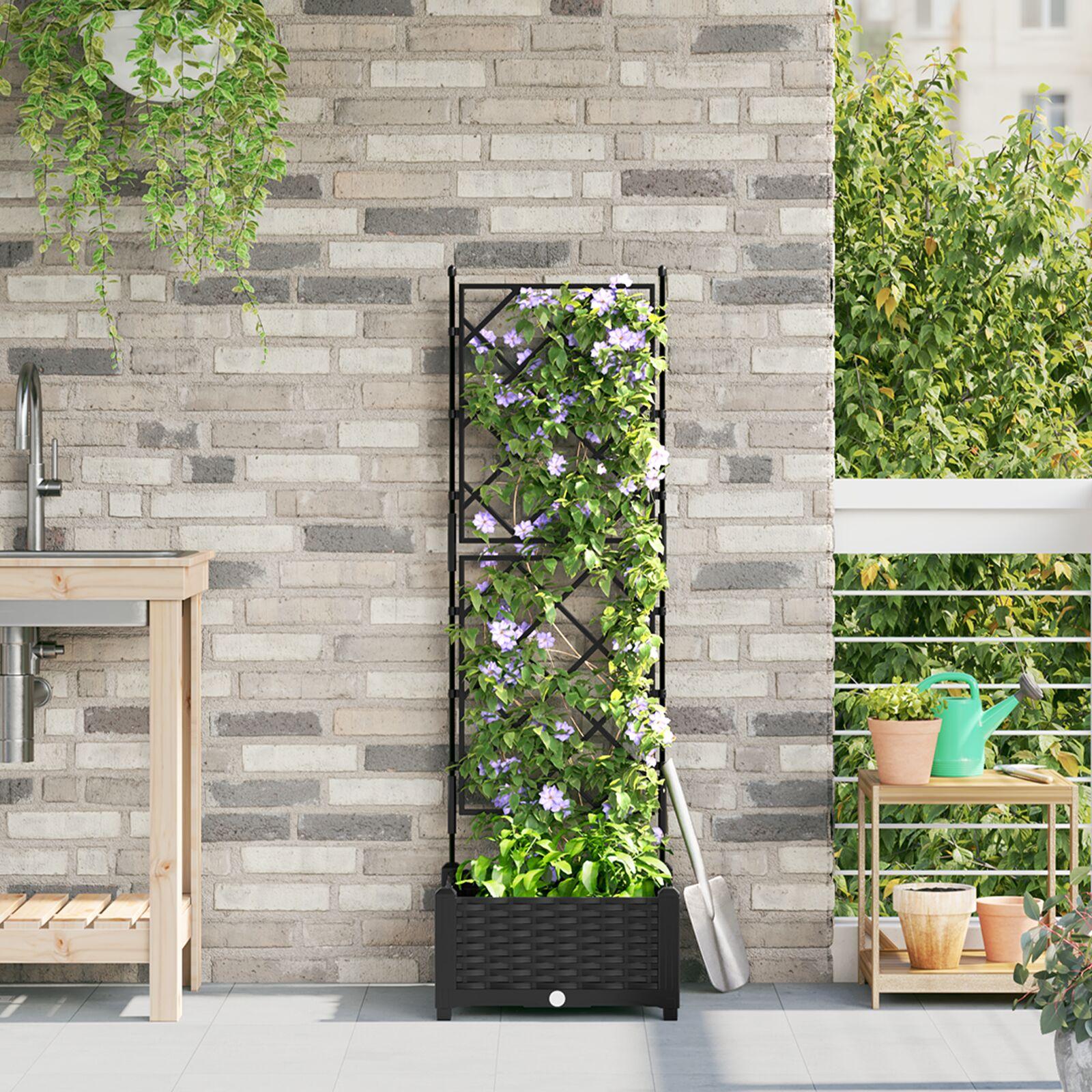 Haveplantekasse med Trellis Sort 40x40x125,5 cm
