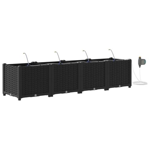 Havekrukker med Vanding System 4 stk Sort