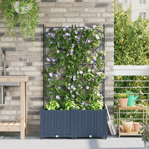 Havekrukke med trellis 2 stk Grå 80x40x143 cm