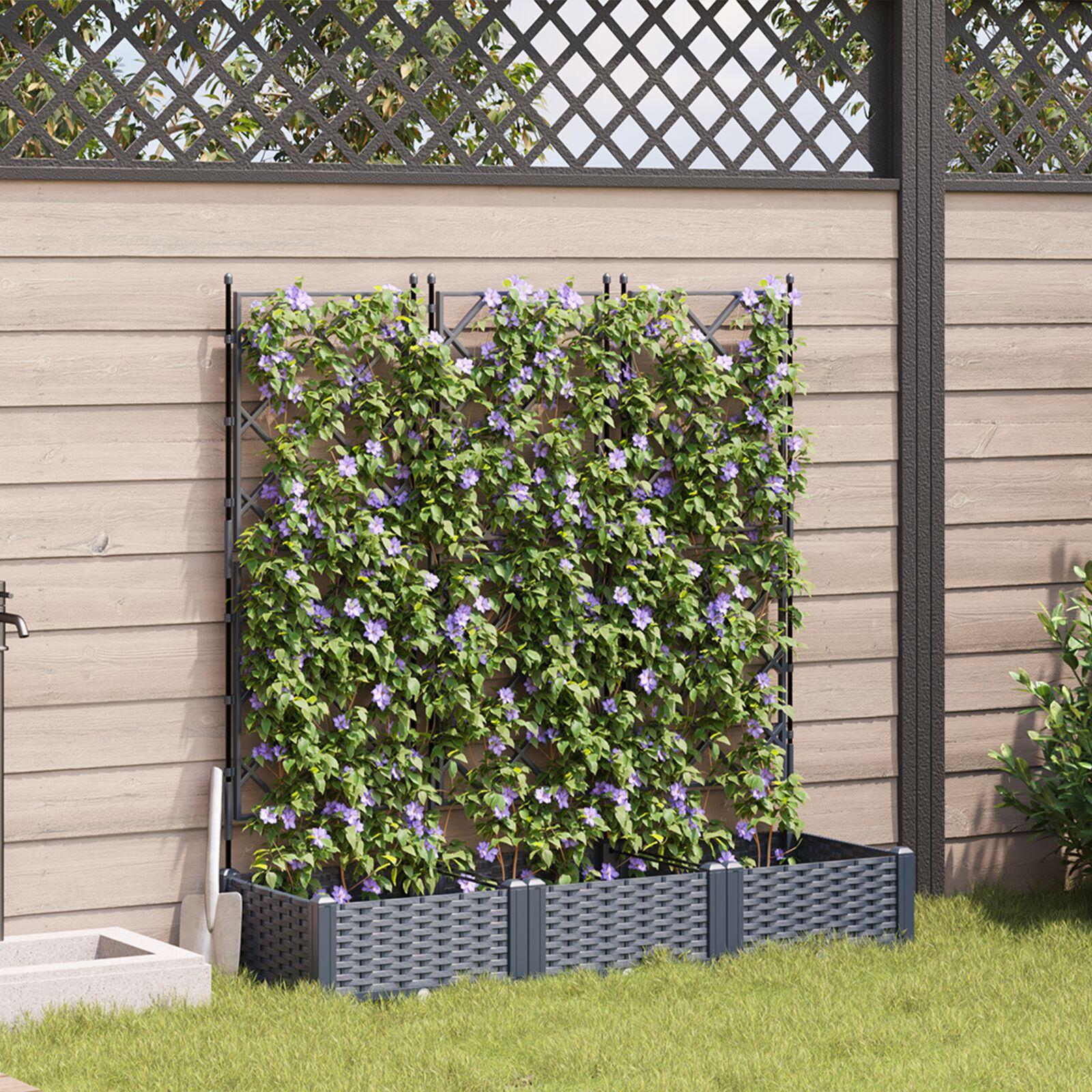 Haveplanter med trellis 3 stk Grå 120x40x125,5 cm