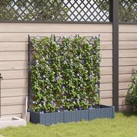 Haveplantekasse med trellis 3 stk Lysegrå 120x40x125.5 cm