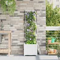 Haveblomsterkasse med trellis Hvid 40x40x143 cm