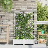 Haveplantekasse med Spalier 2 stk Hvid 80x40x125,5 cm
