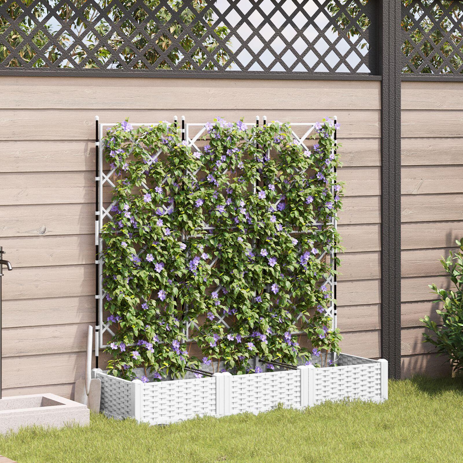 Haveplanter med trellis 3 stk Hvid 120x40x125.5 cm