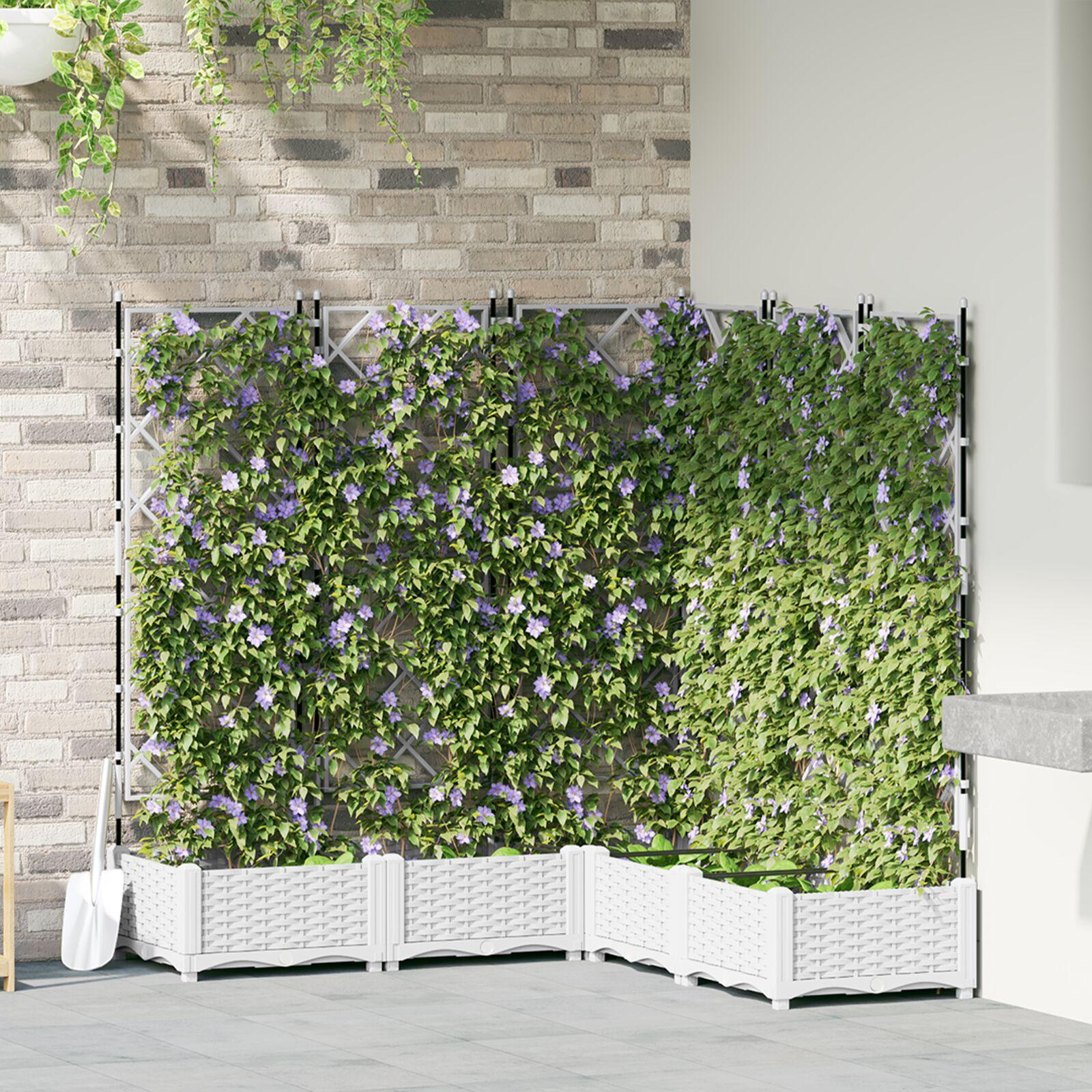 Haveplanter med trellis 5 stk Hvid 120x120x125.5 cm