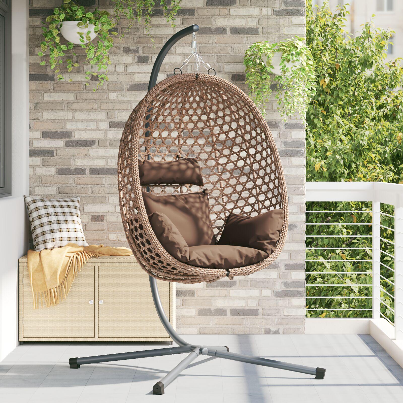 Hængende æggestol Brun 104 x 100 x 191 cm polyrattan billede