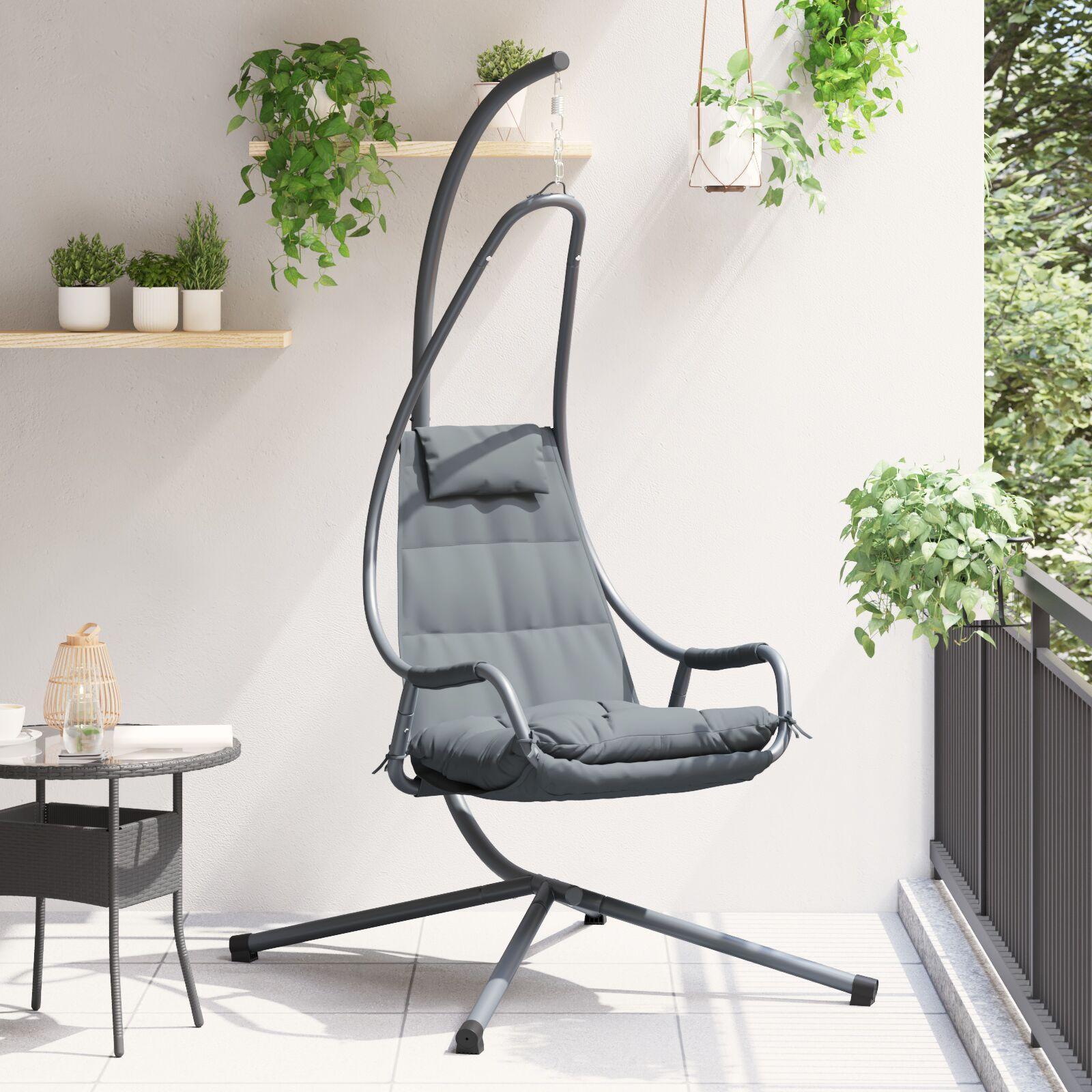 Hængestol med stativ og pude Antracit Stål