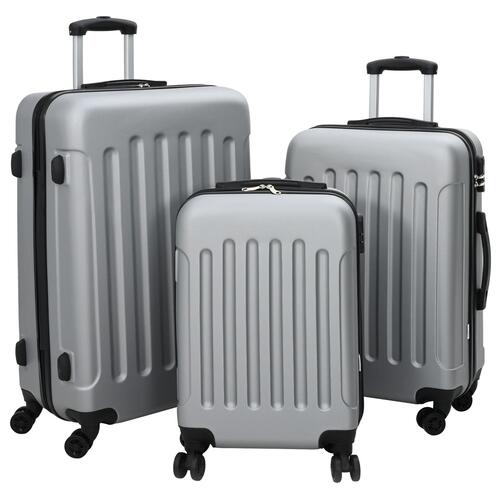 Kuffertsæt 3 stk Hårdt Skall Sølv 20'' 24'' 28'' ABS