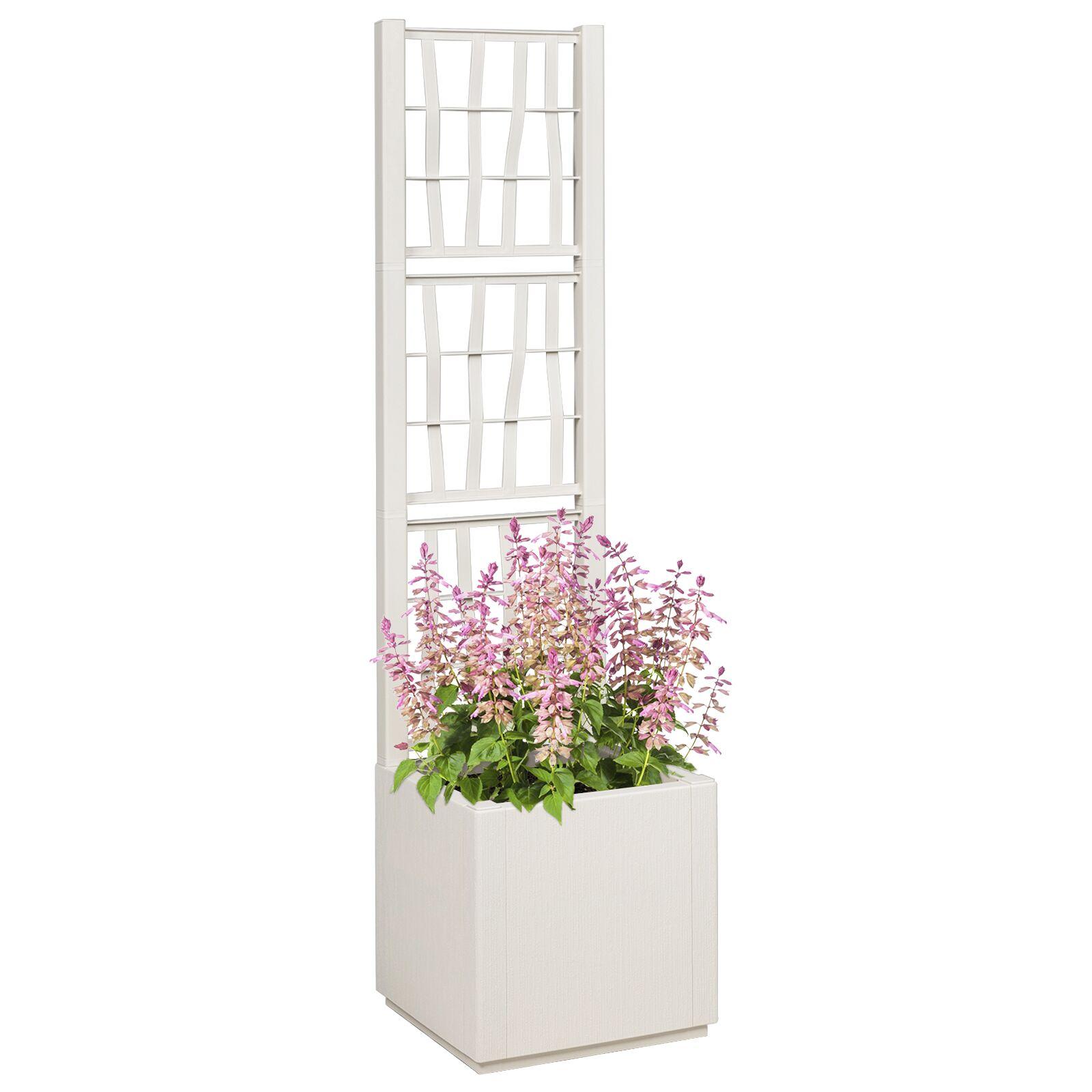 Haveplantekasse med Gitter Hvid 36x36x140 cm PP