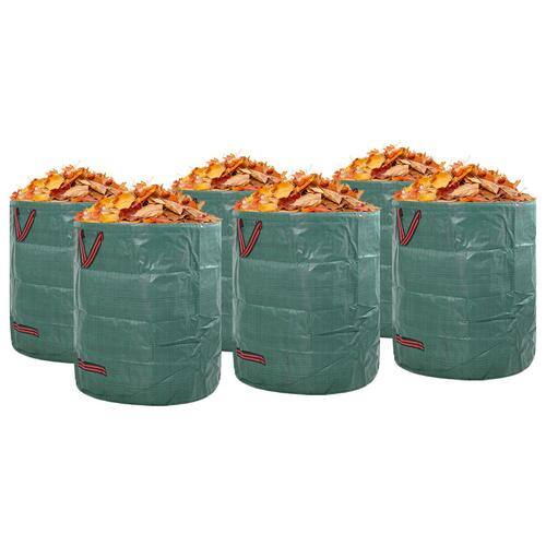 Haveaffaldsposer med Håndtag 12 stk Foldbare Runde Grøn 120 L