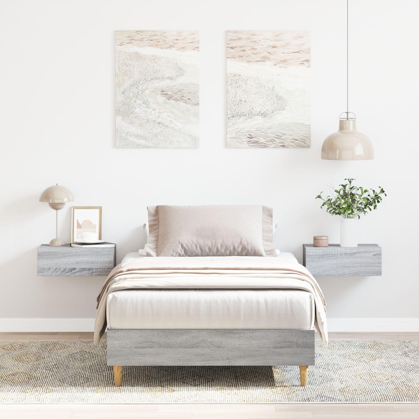 Sengestel Grå sonoma-eg 90 x 200 cm Konstrueret træ billede
