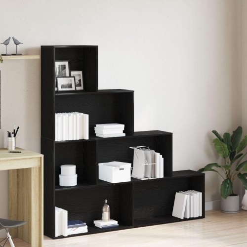 Bogskab/Vægsdivider Sort Eg 155x24x160cm Konstrueret Træ