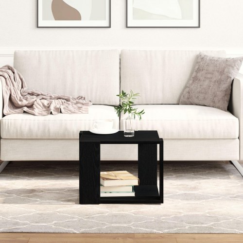 Kaffebord Sort eg 40x40x30 cm Ingeniørtræ