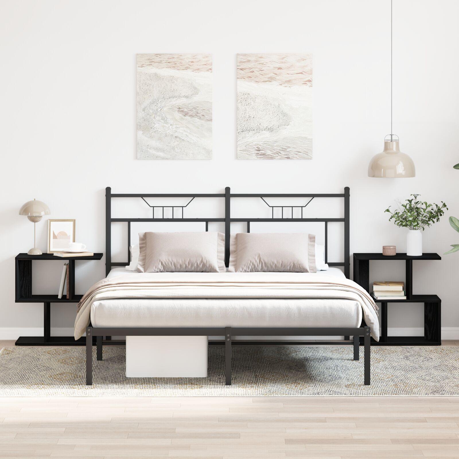 Sengebord 2 stk Sort Eg 50x30x51,5 cm Ingeniørtræ