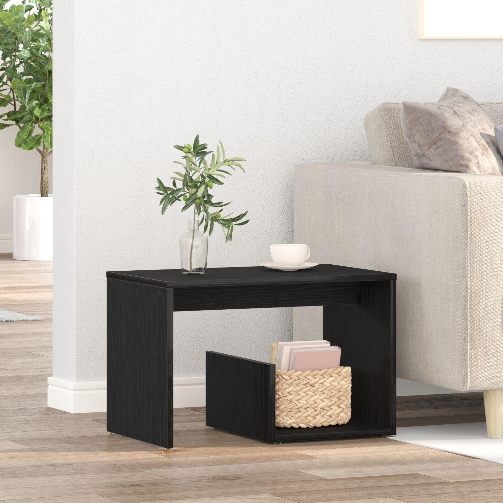 Sidebord Sort Eg 59x36x38 cm Konstrueret træ