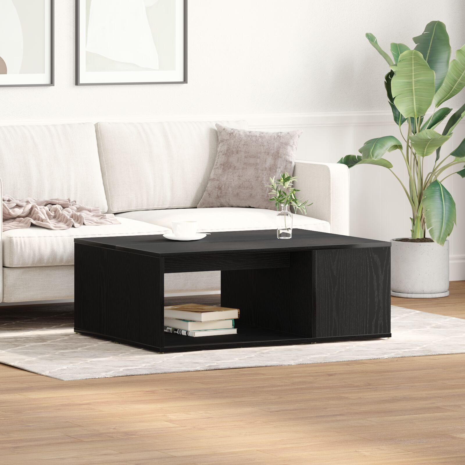 Sofabord Sort Egetræ 90x67x33 cm Konstrueret Træ