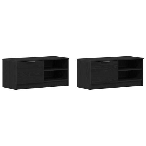 TV-skab 2 stk Sort Eg 80x35x36,5 cm Konstrueret Træ