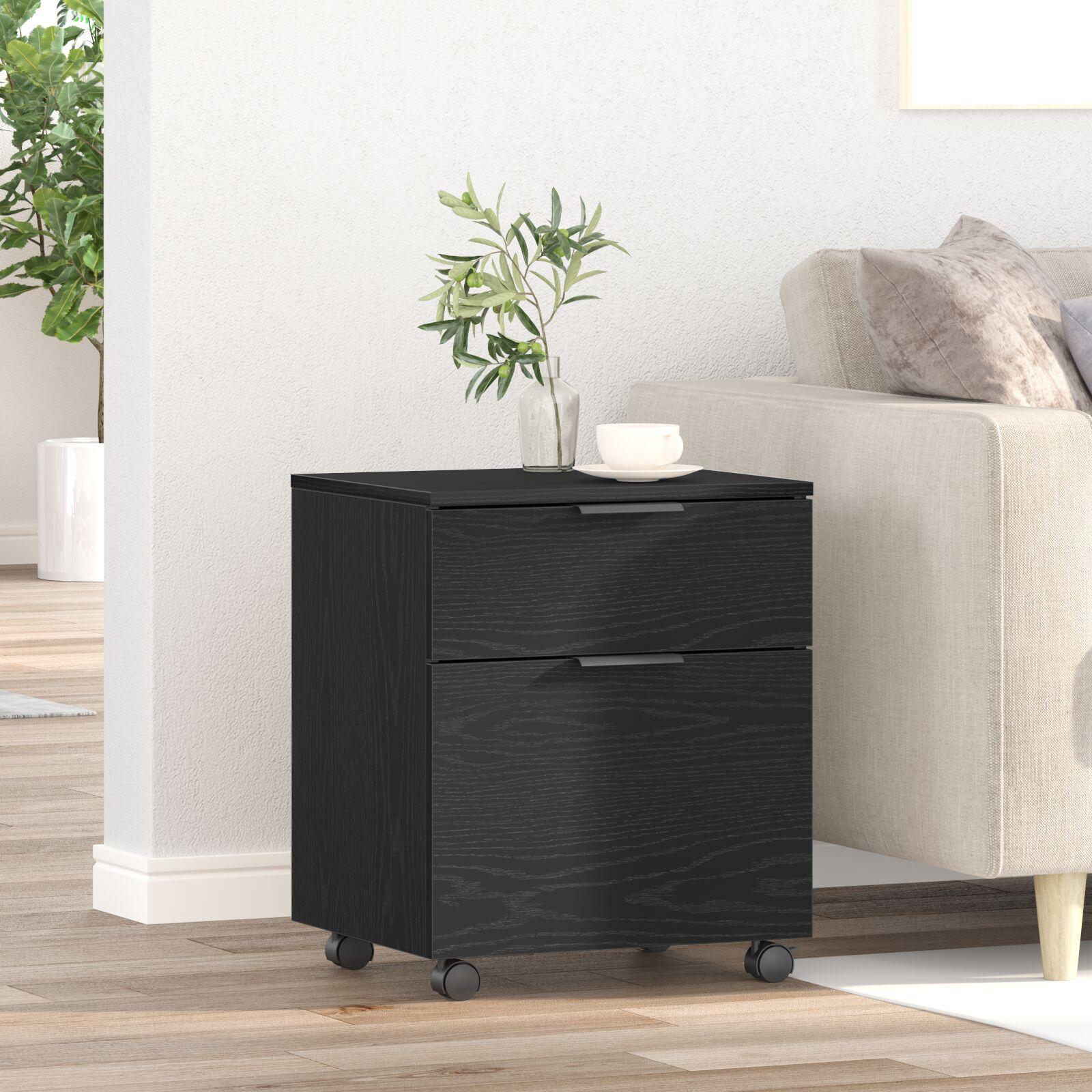 Fil kabinett med skuffe Sort eg 45 x 38 x 54 cm Konstrueret træ billede