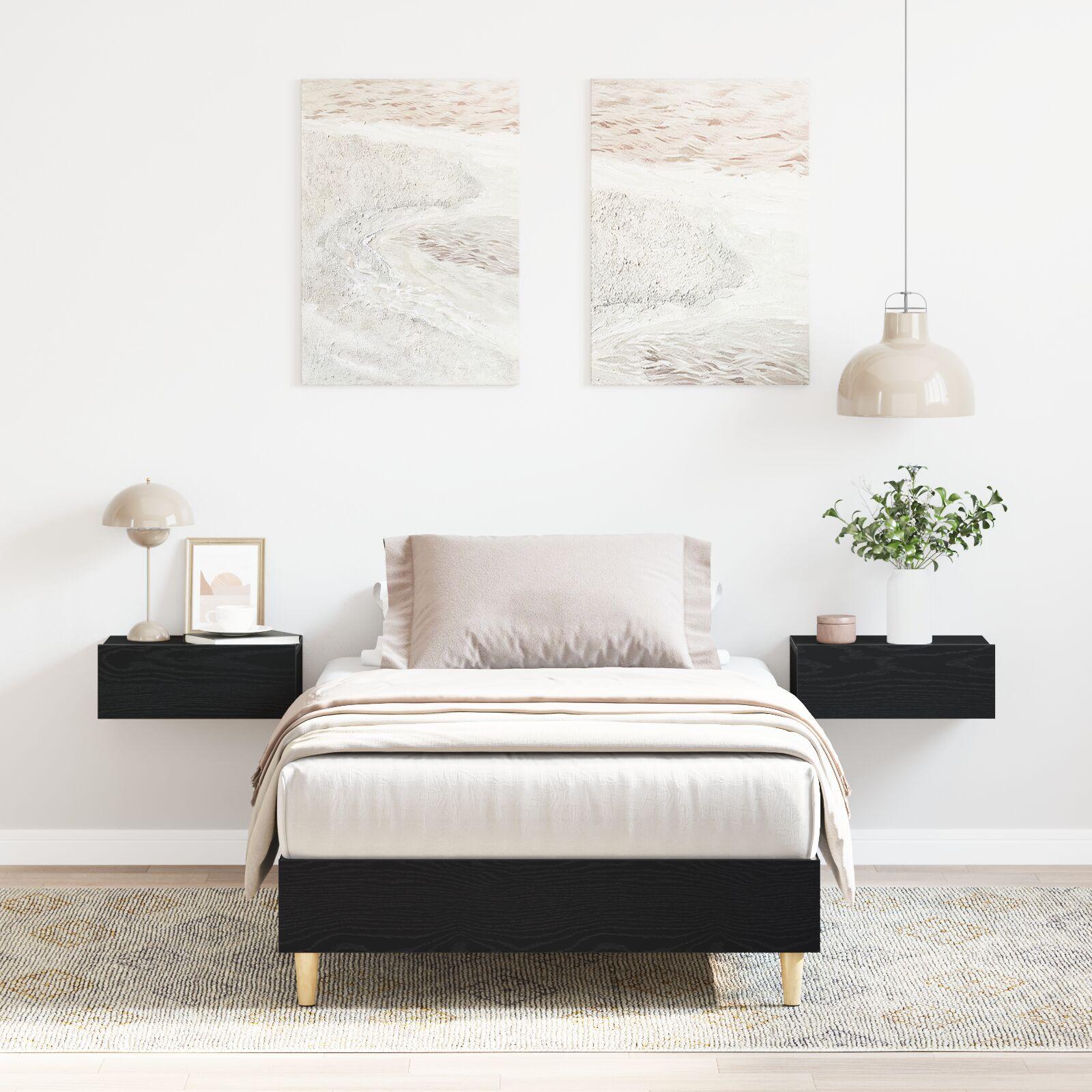 Sengestel Sort Eg 100 X 200 Cm Konstrueret Træ