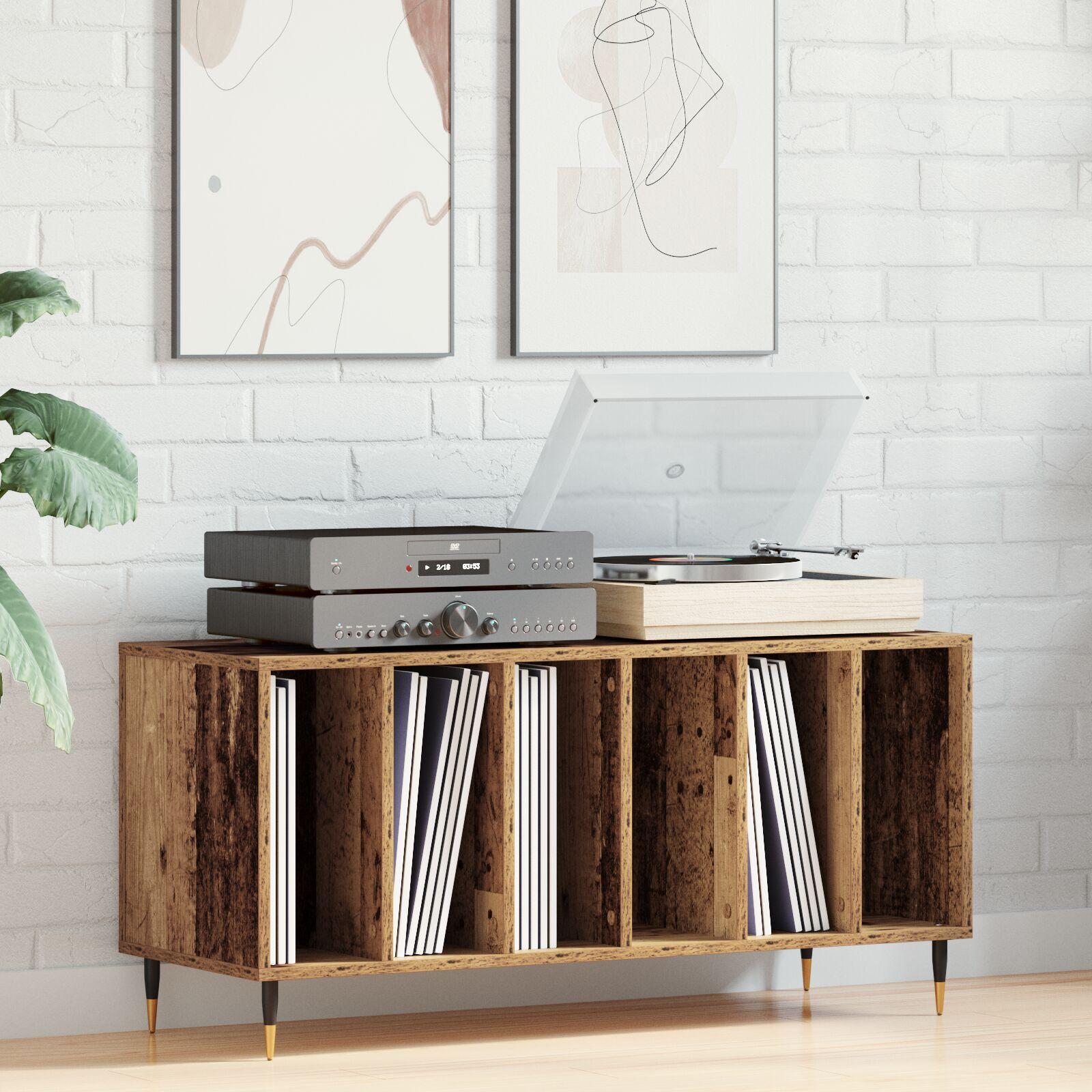 Pladeskab med hylde artisan eg 100 x 38 x 48 cm Konstrueret træ billede